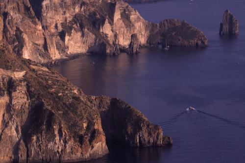 Eolie Island, Sicily: the coast of Lipari with its blue waters