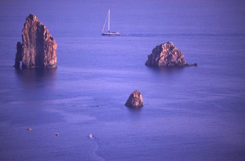 Eolie Island, Sicily:  Lipari - blue waters at the Faraglioni