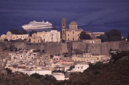 Eolie Island, Sicily:  Lipari - view over the Castello and the main Port