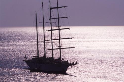 Eolie Island, Sicily:  Lipari - a yacht off the coast